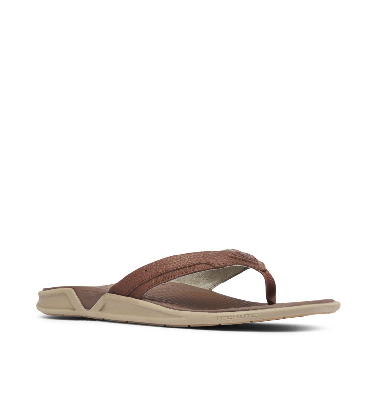 Columbia PFG Rostra™ II Leather Men's Flip Flops Khaki | PMV40100QX